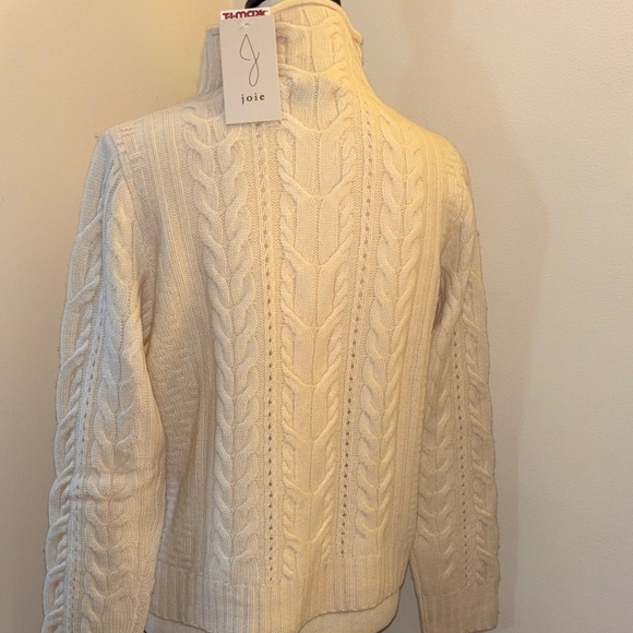 Joie 2-Ply Cashmere Cable Knit Cream Sweater Small NWT - Picture 3 of 7